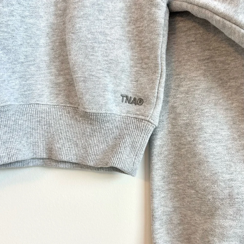 TNA Sweatfleece Cozy Fleece Perfect Fit Cropped Crewneck Sweater in Grey - Picture 3 of 5